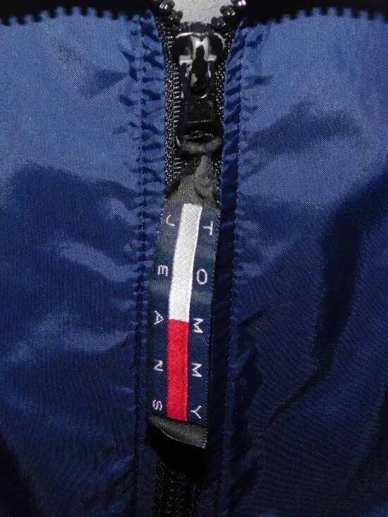 VTG 90s Y2K Tommy Jeans Hilfiger mens L Full Zip Blue Windbreaker Jacket - Picture 8 of 16